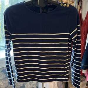 J. Crew Artist Tee in Navy and white stripes Breton style S M